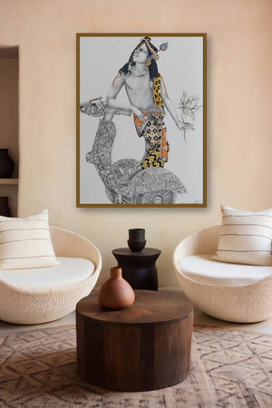 Krishna With Z Scooter (Krishna with Lotus) by artist Saraswathi Lingampally displayed in a Boutique gallery