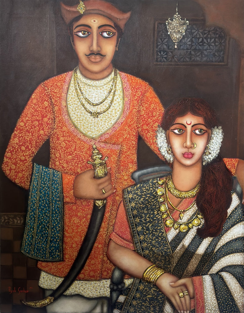 'Kulin Marathas' figurative acrylic painting by artist Piyali Sarkar, 30x24 inch, on canvas