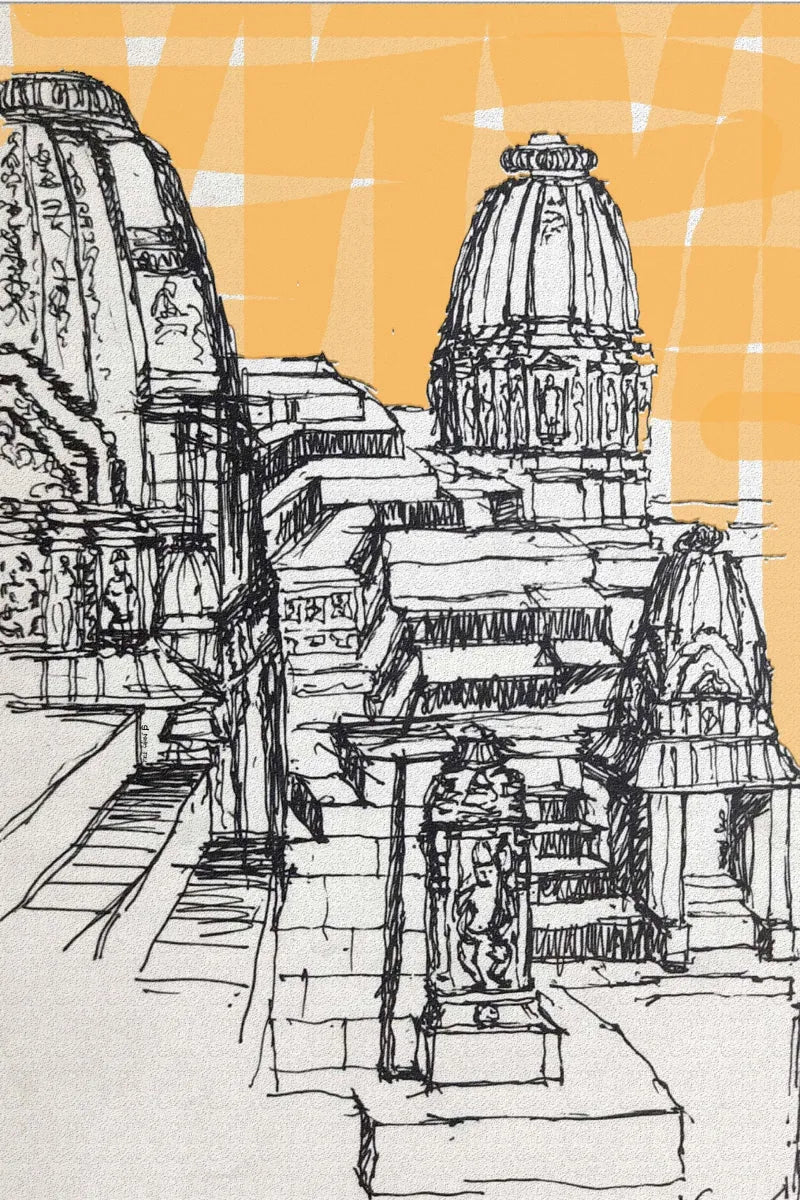 Print Digital Art titled 'Kund Sun Temple Modhera', on Canvas by artist Shivani Pikle