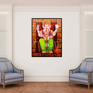 In-situ view of Arjun Das's 'Laalbagcha Raja (Ganesha)' painting in a room