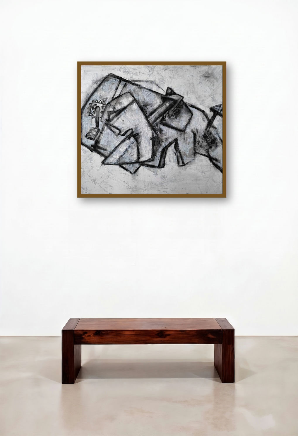 Labourer (Elephantine Enigma) by artist Dhananjoy Das Painting displayed in a Coastal Lounge