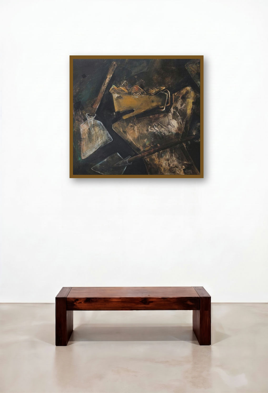 Labourer King (Tools of the Trade) by artist Dhananjoy Das Painting displayed in a Classic Study