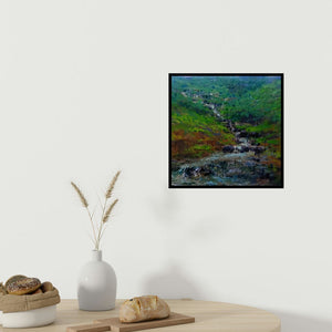 In-situ view of Sujit Karmakar's 'The Lady 2 (Crimson Bloom)' painting in a room