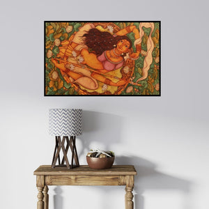 In-situ view of Manikandan Punnakkal's 'A Lady In The Lily Pond' painting in a room