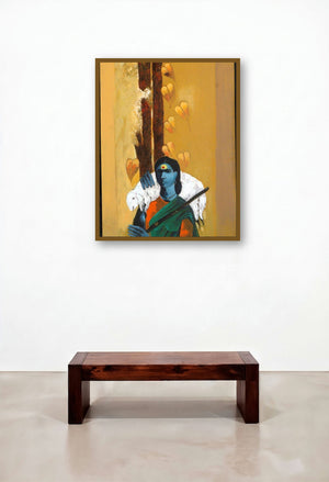 Lady Shepherd (Guardian of the Flock) by artist Raosaheb Gurav displayed in a Modern Family Room