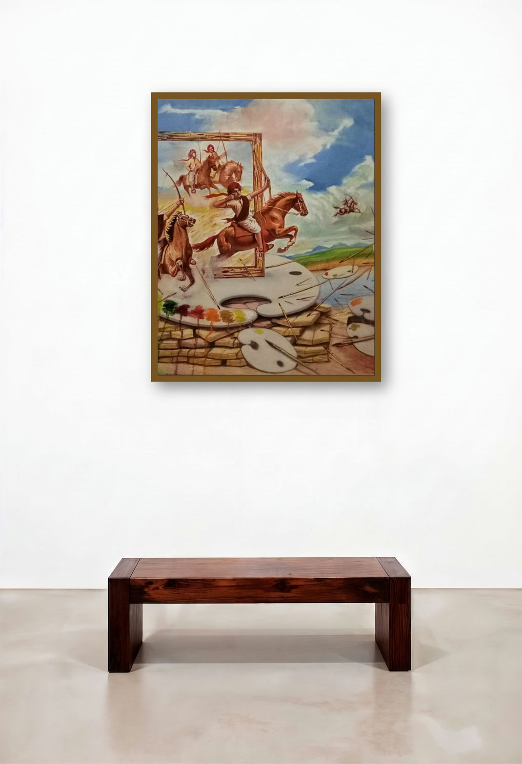 Laksha (A Painter's War) by artist Vijay Gille displayed in a Classic Library
