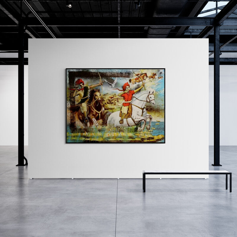 In-situ view of Vijay Gille's 'Laksha Series 2' painting in a room