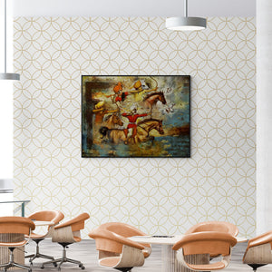 In-situ view of Vijay Gille's 'Laksha Series (The Archer's Prowess)' painting in a room