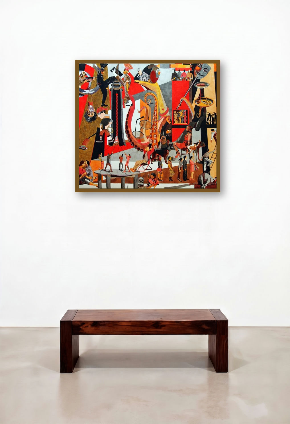 Lakshmana Rekha (The Octopus and the Clock) by artist Mahesh Kummar displayed in a Industrial Hotel Suite