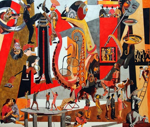 Lakshmana Rekha (The Octopus and the Clock) by Mahesh Kummar, Original Watercolor Contemporary Painting on Paper, Large Horizontal Wall Art