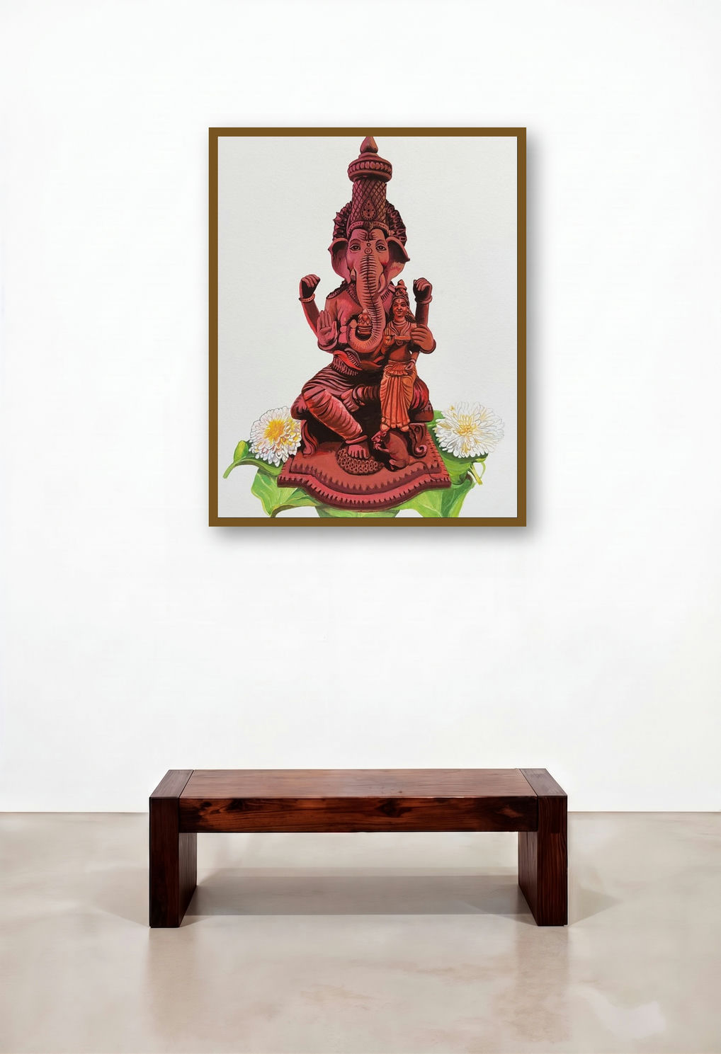 Lakshmi Ganapthi (Ganesha displayed in a Transitional Family Room