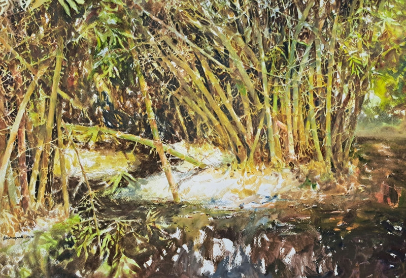 'Landscape 1' nature watercolor painting by artist Krishnapada Maity, 22x30 inch, on paper