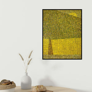 Suraj Lohar's 'Landscape 1' painting visualized above a sofa in a contemporary room.