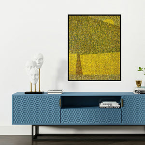 'Landscape 1' painting by Suraj Lohar shown on a wall in a furnished room.