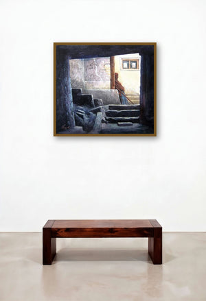 Landscape 12 by artist Vinayak Potdar displayed in a Rustic Lounge