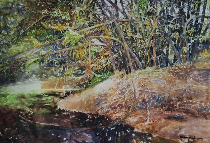 'Landscape 2' nature watercolor painting by artist Krishnapada Maity, 22x30 inch, on paper