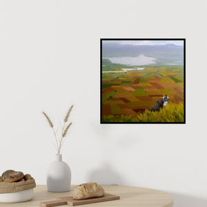 In-situ view of Suraj Lohar's 'Landscape 2' painting in a room