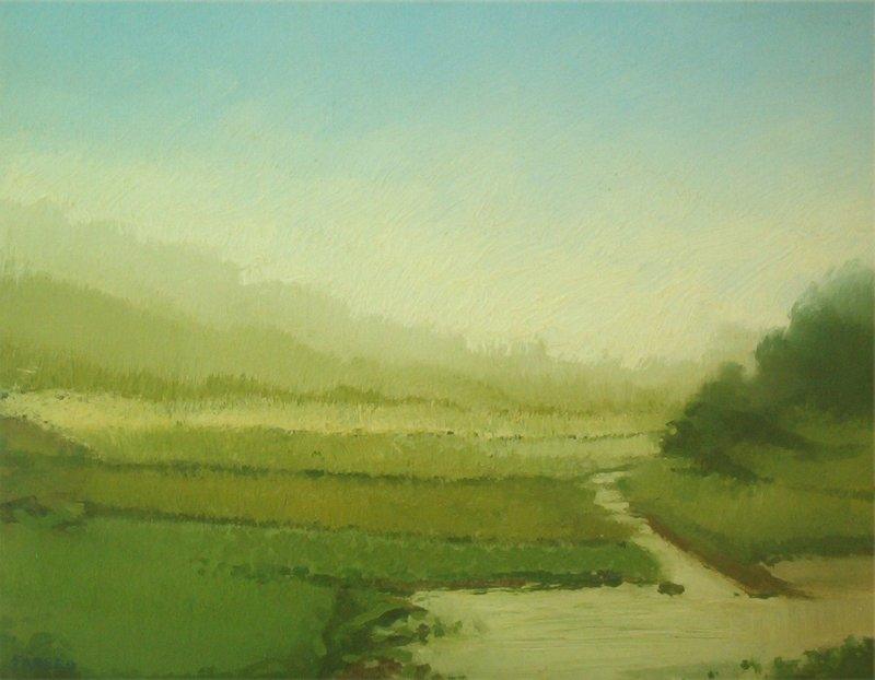 Landscape oil painting titled 'Landscape 3', 18x14 inches, by artist Fareed Ahmed on Canvas Board