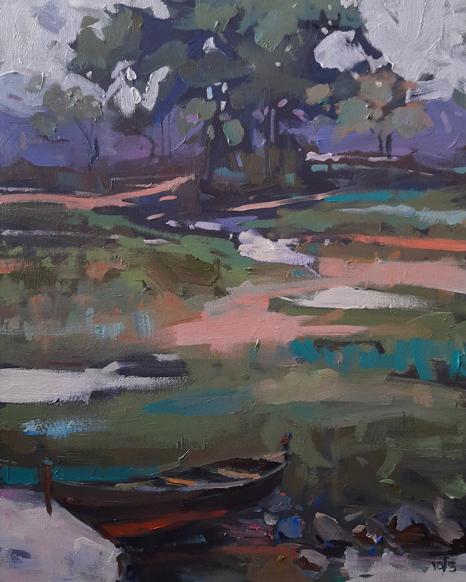 Landscape acrylic painting titled 'Landscape', 30x24 inch, by artist Suresh Nattar on Canvas