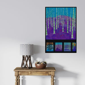 In-situ view of Protyusha Mitra's 'Landscape Seen (Whispers of the Woods)' painting in a room