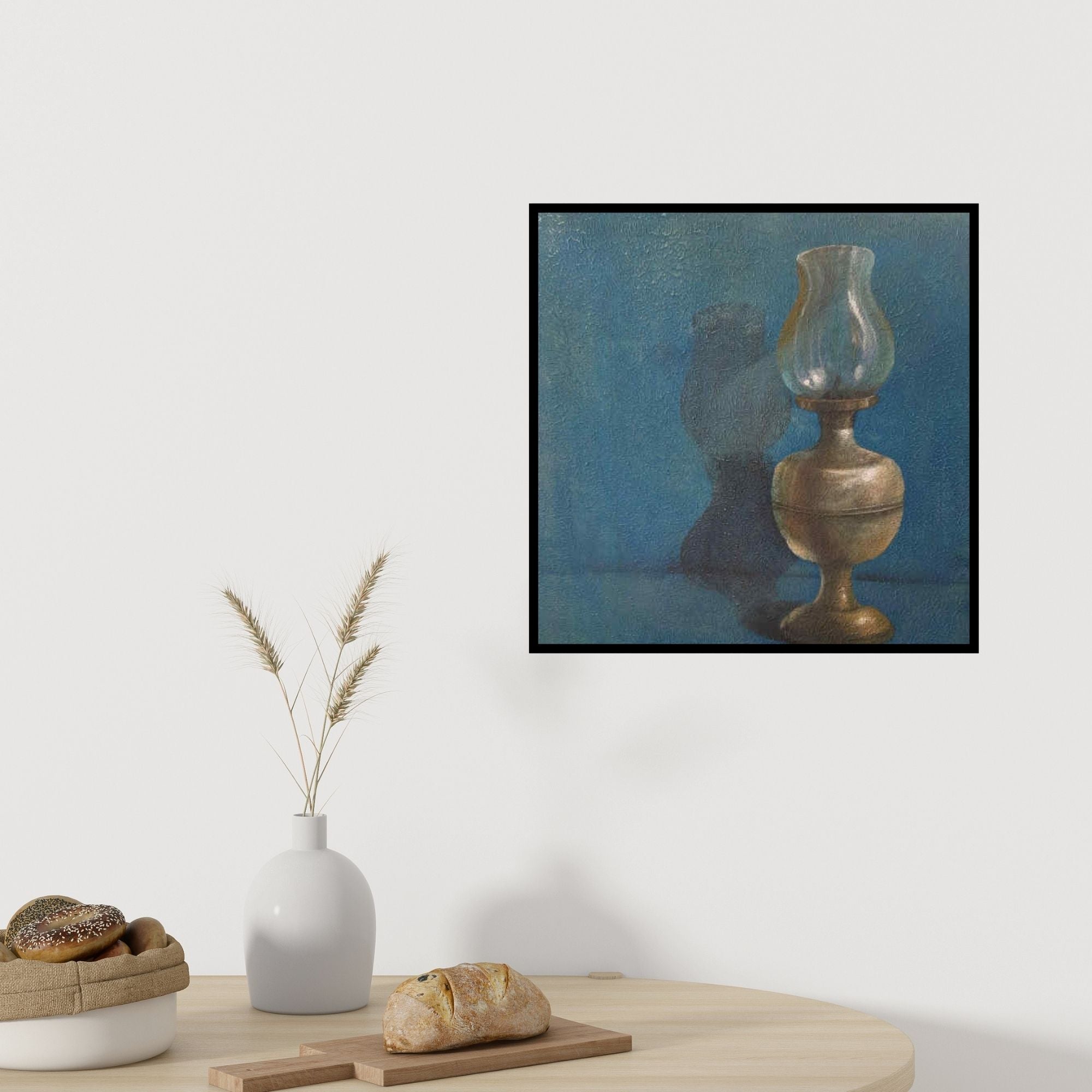 In-situ view of Gopal Pardeshi's 'Lantern (A Beacon of Hope**)' painting in a room