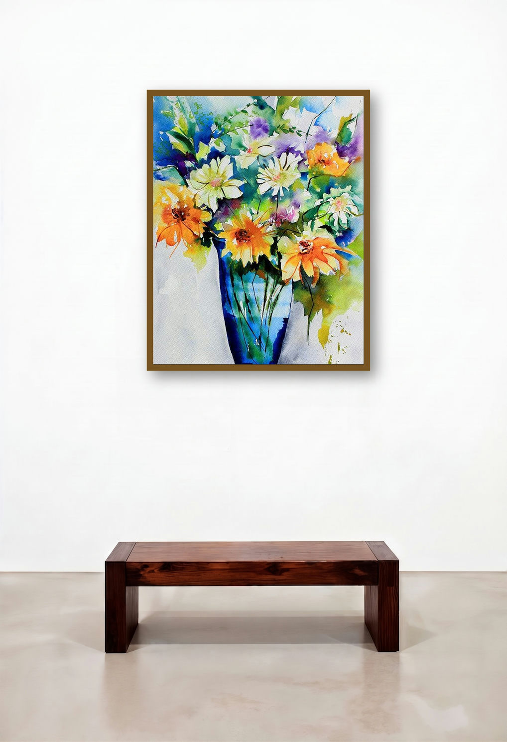 Le Temps Des Fleurs (Summer Rhapsody: A Floral Celebration) by artist Veronique Piaser-Moyen displayed in a Classic Executive Office