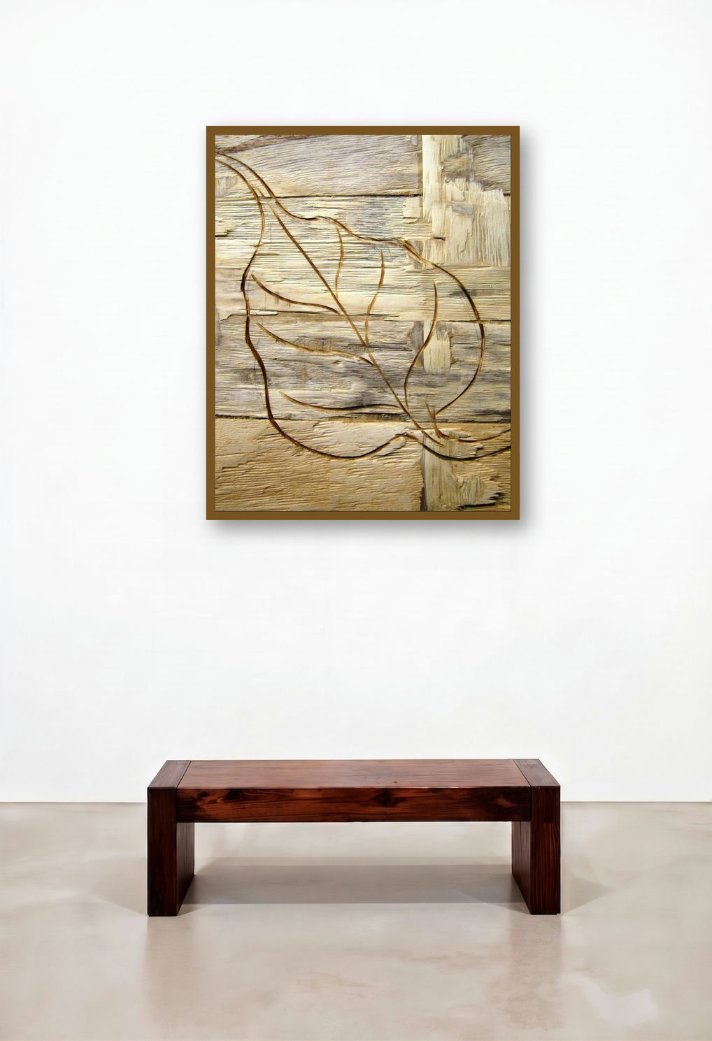 Leafy Wood Iv (Natures Imprint) by artist Somen Debnath displayed in a Industrial Penthouse