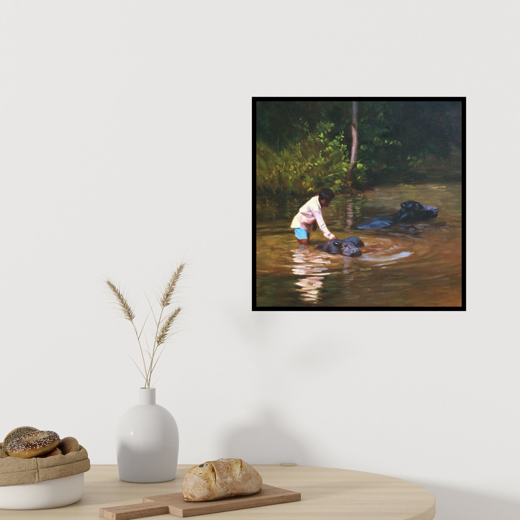 In-situ view of Manoj Deshmukh's 'Leave Me Alone' painting in a room