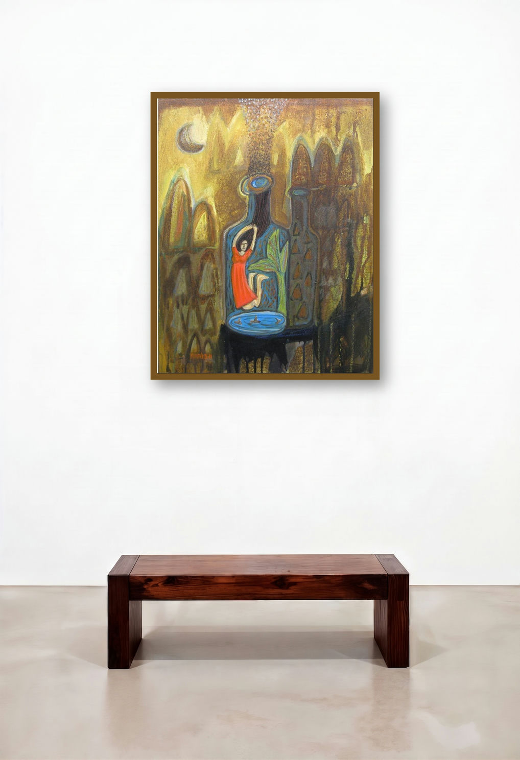 Let Me Free (Bottled Dreams) by artist Arpita Chandra displayed in a Minimalist Hotel Suite