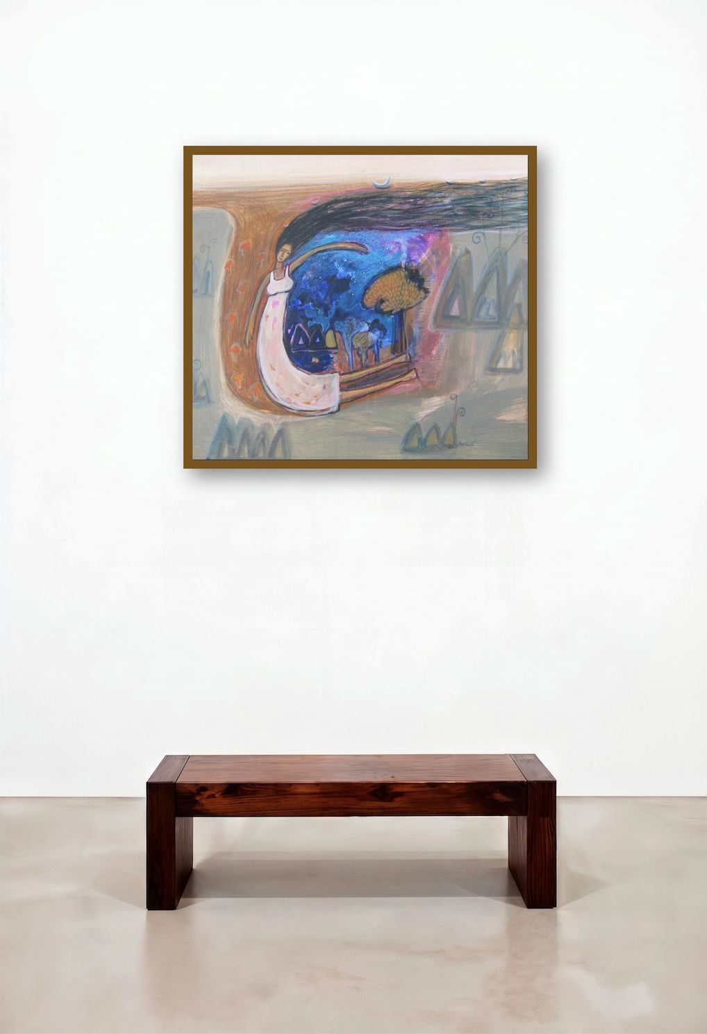 Let My Hair Down (Cosmic Dream) by artist Arpita Chandra displayed in a Minimalist Executive Office