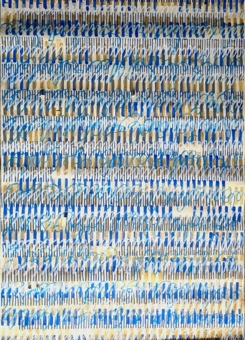 Abstract mixed-media painting titled 'Letters To My Mother Letters To My Mother', 35x23 inch, by artist Megha Madan on Paper