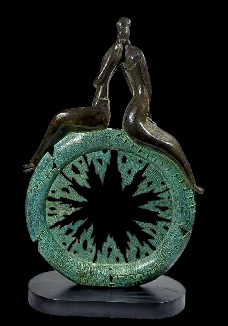 Figurative sculpture titled 'Life Circle', 35x20 inch, by artist Subrata Paul on Bronze