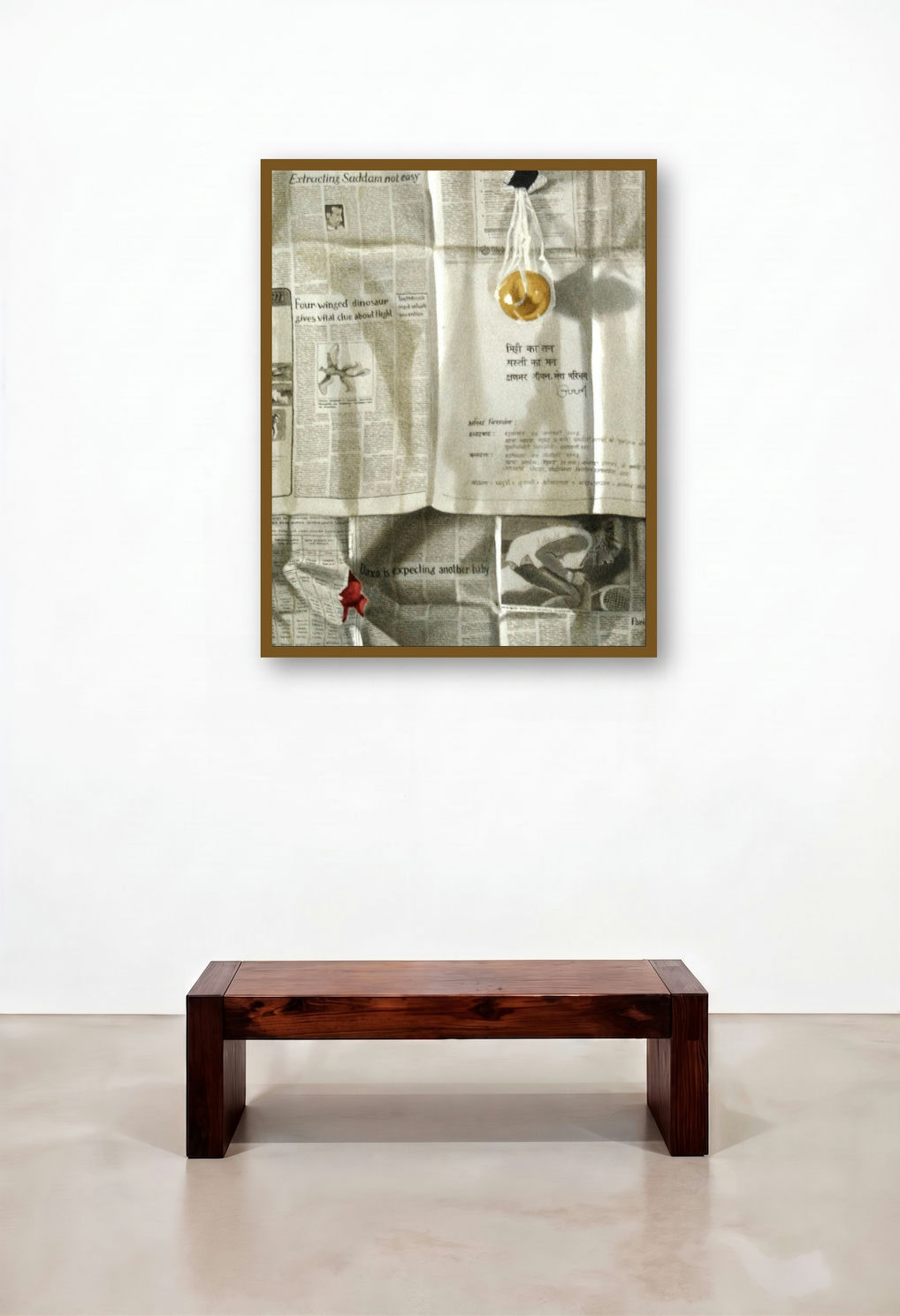 Life Cycle (The Weight of News) by artist Parimal Vaghela displayed in a Urban Loft Dining Room