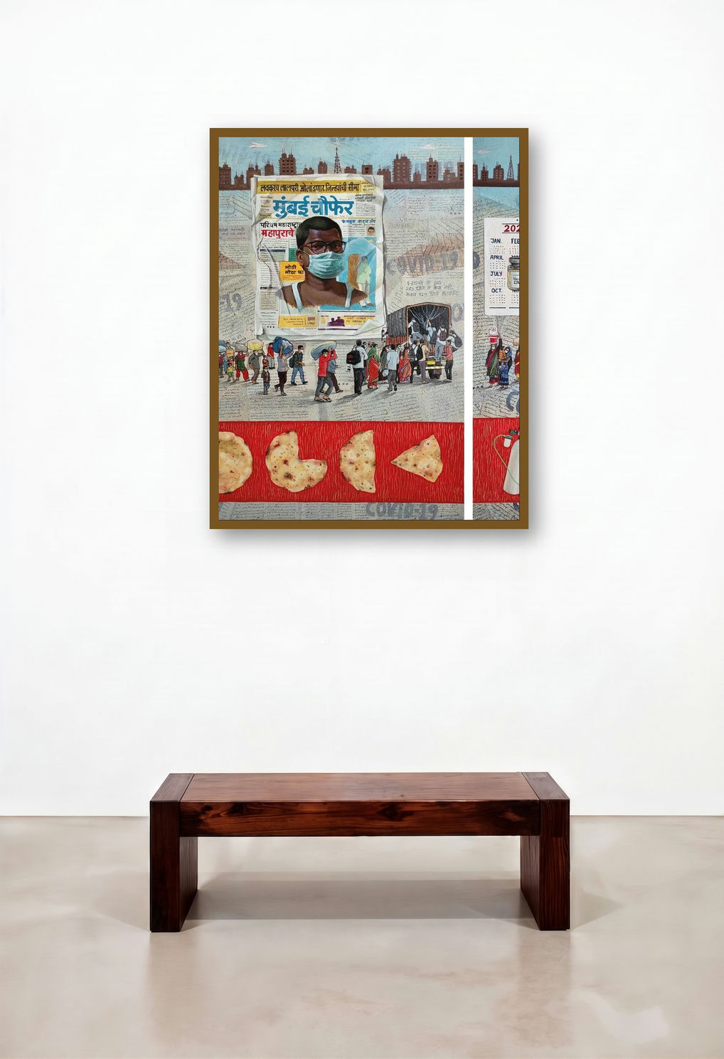 Life In Corona 2 (Mumbai Lockdown 2020) by artist Purshottam Pawar displayed in a Elegant Executive Office