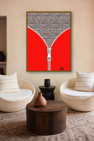 Life Jacket (The Unzipped Crowd) by artist Amarnath Sharma displayed in a Indian Art gallery