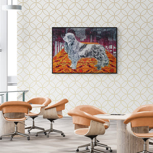 Preview of 'Life Of Kutch Ii' Painting by Amit Lodh shown on a wall in a furnished room.