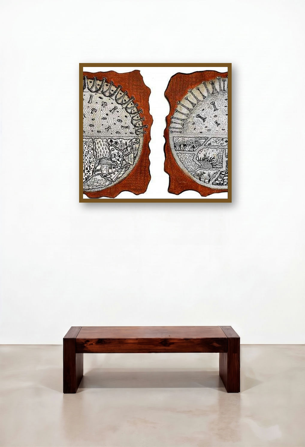 Life Of Naturally Coronavirus (Divided Worlds) by artist Bitarka Majumder displayed in a Eclectic Foyer