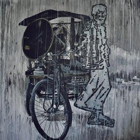 Figurative oil painting titled 'Life Style', 48x48 inches, by artist Ajit Deswandikar on Canvas