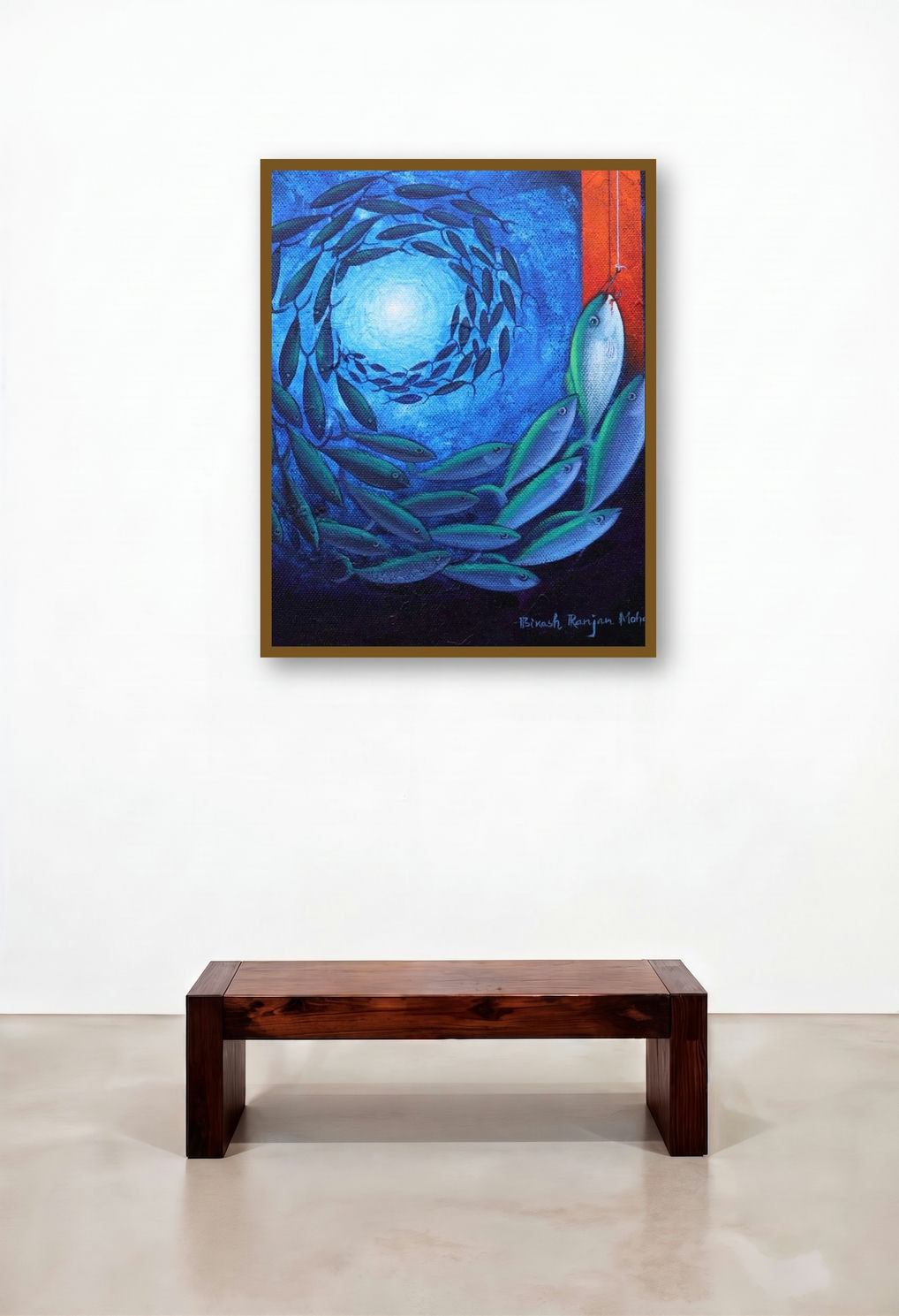 Life Threatening 1 (Caught in the Current) by artist Bikash Mohanta displayed in a Eclectic Study