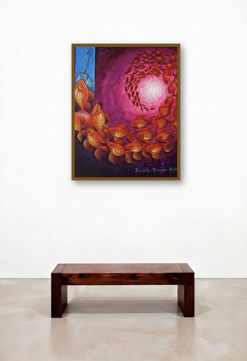 Life Threatening 2 (The Circle of Life) by artist Bikash Mohanta displayed in a Minimalist Reception Area
