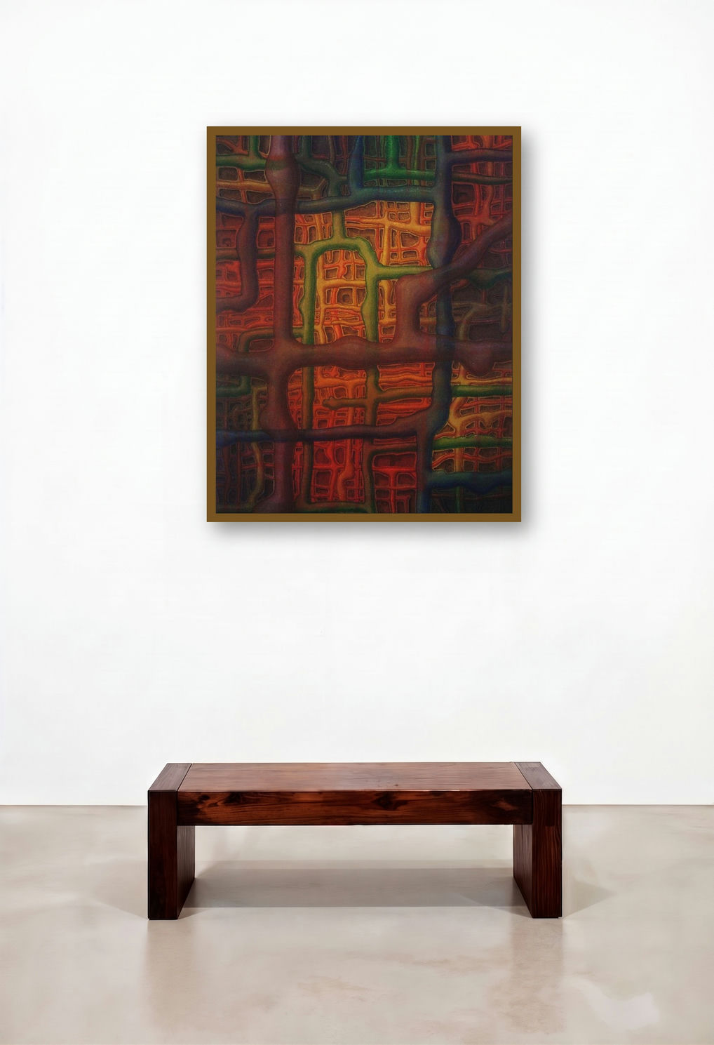 Life Water Colour (Interconnected) by artist Anil Kumar Vishwakarma displayed in a Industrial Hallway
