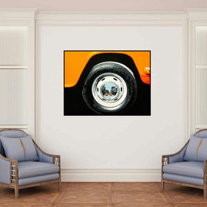 'Life Wheel 15 (A World Within)' painting by Sujit Karmakar shown on a wall in a furnished room.