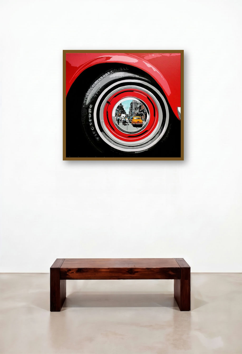 Life Wheel 24 (A Glimpse of Kolkata) by artist Sujit Karmakar displayed in a Art Deco Executive Office