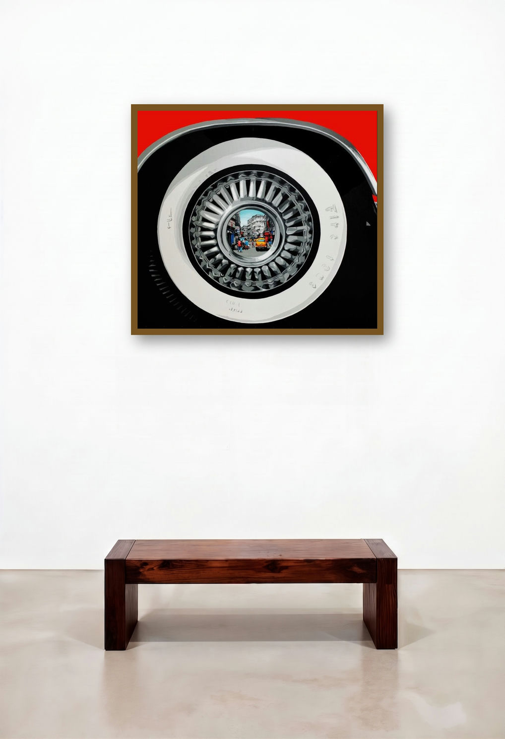Life Wheel 26 (A Glimpse of Kolkata) by artist Sujit Karmakar displayed in a Designer Executive Office