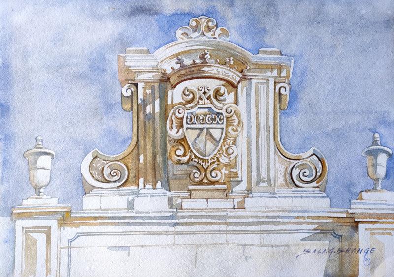 Cityscape watercolor painting titled 'Light 1', 14x20 inches, by artist Balaji G Bhange on Paper