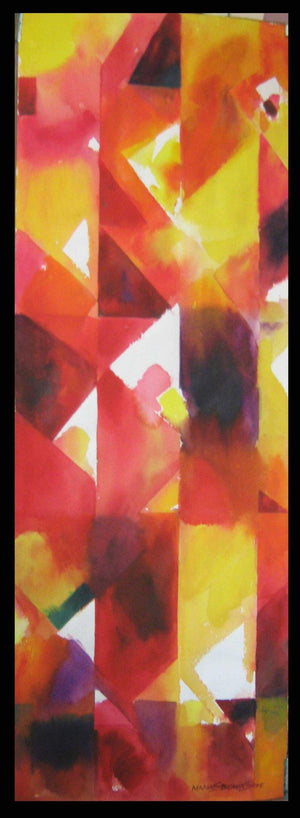 Light And Shead (Geometric Abstraction) by Manas Biswas, Original Watercolor Nature Painting on Paper, Small Vertical Wall Art