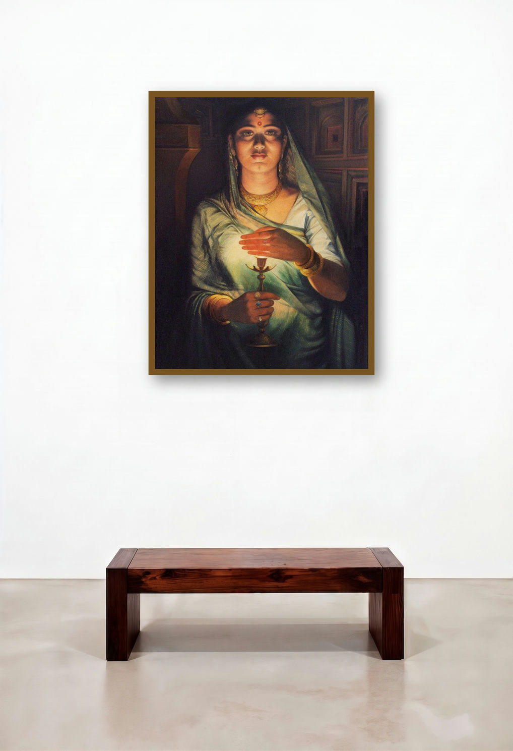Light In The Darkness by artist Shyam Verma displayed in a Japandi Foyer