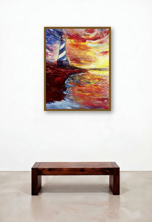 Lighthouse (Beacon of Hope) by artist Kiran Bableshwar displayed in a Luxury Hallway
