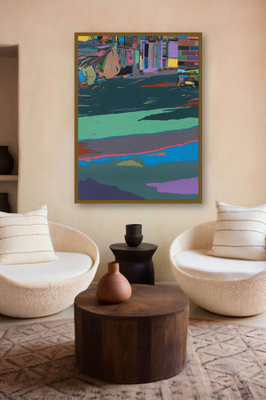 Lightning Day (Village Hues) by artist Kiran Gunjkar displayed in a Contemporary gallery