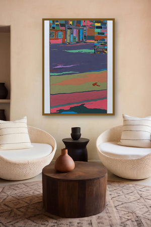 Lightning Night (Serene Nightfall) by artist Kiran Gunjkar displayed in a Minimalist gallery
